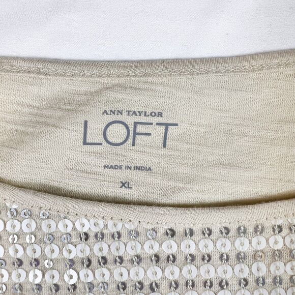 NWT Loft Tshirt XL Gold Sequin Glam Going Out Party Boxy Mob Wife Boho Chic - Picture 3 of 8